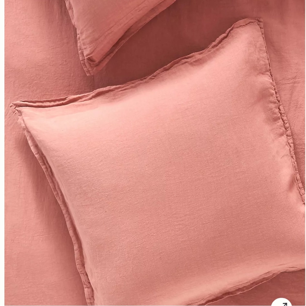 Anthropologie Washed Linen Euro Sham in Coral